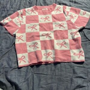 Debut Pink and White Checkered Sweater